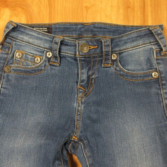 TRUE RELIGION Halle Mid‎ Rise Super Skinny Jeans Womens Sz 24 Blue Stretch Denim - Picture 3 of 16